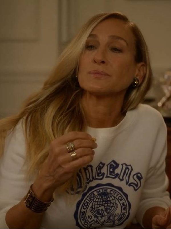 Sarah Jessica Parker Crewneck Queens College Sweatshirt Clanton Jacket