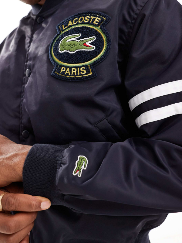 Lacoste unisex varsity jacket with logo in black Clanton Jacket