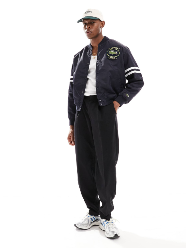 Lacoste unisex varsity jacket with logo in black Clanton Jacket