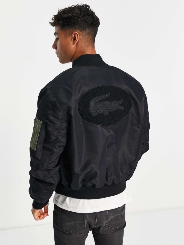 Lacoste oversized bomber jacket in black Clanton Jacket