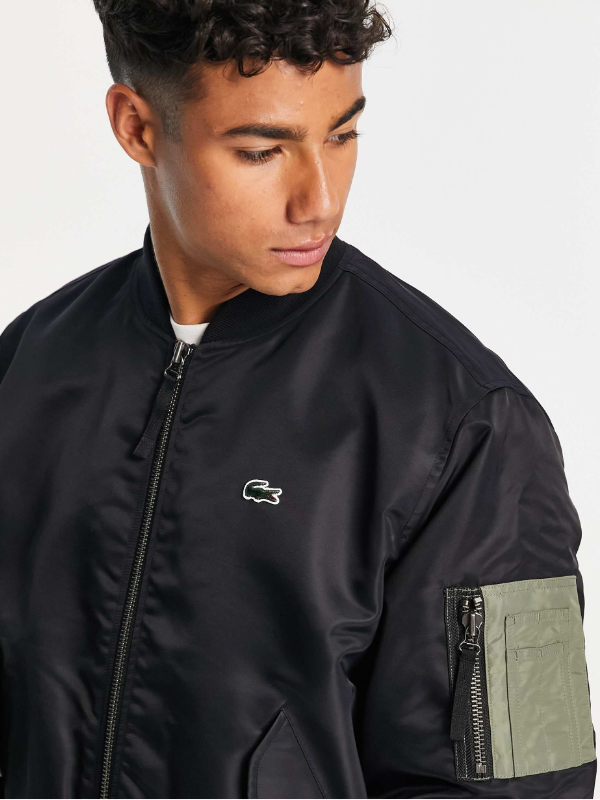 Lacoste oversized bomber jacket in black Clanton Jacket