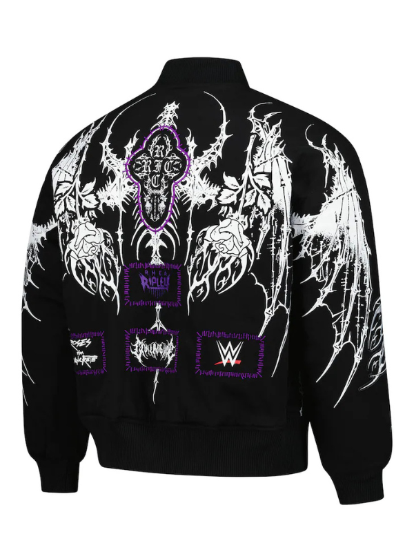 Women's WWE Authentic X Civil Regime Black Rhea Ripley Full-Snap Jacket USA Jackets