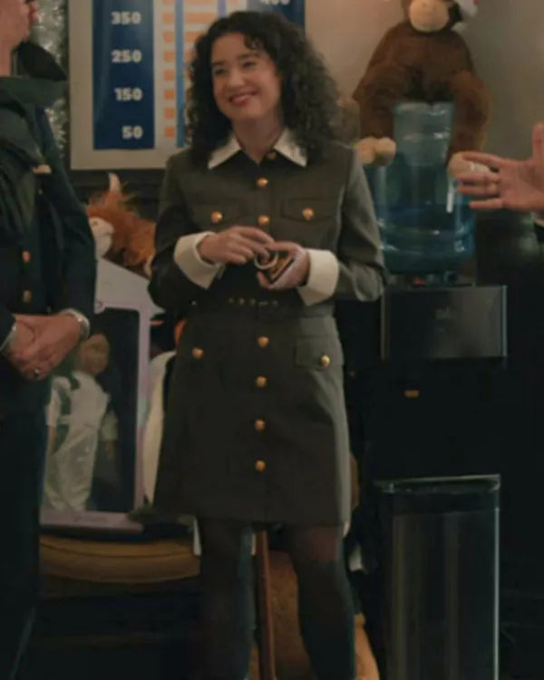 Elsbeth S03 Sarah Steele Brown Belted Mini Shirtdress