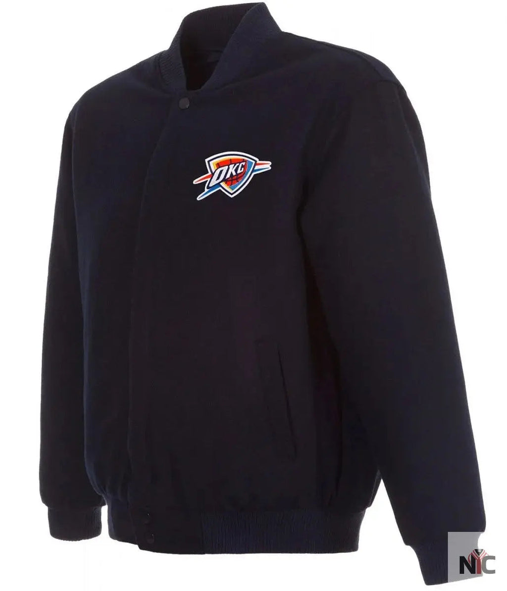 Varsity Oklahoma City Thunder Navy Blue Wool Jacket Clanton Jacket
