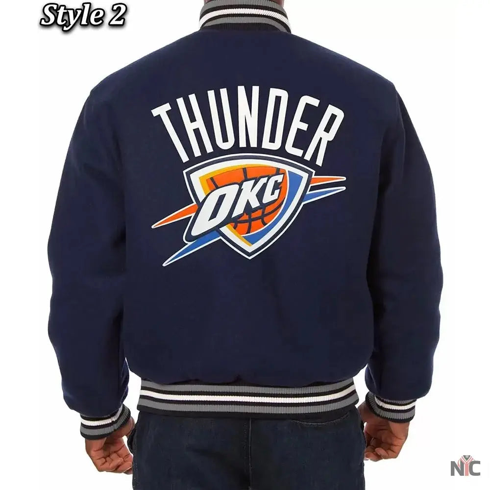 Varsity Oklahoma City Thunder Navy Wool Jacket Clanton Jacket
