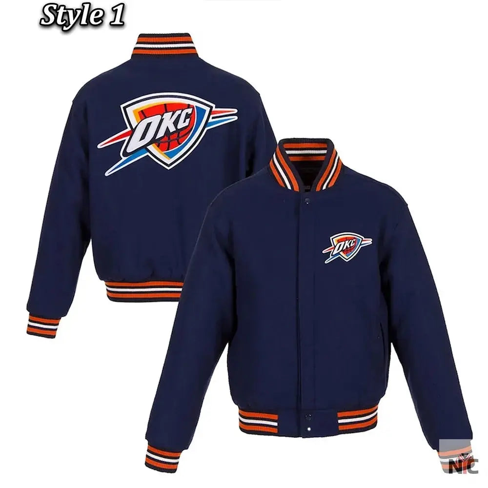 Varsity Oklahoma City Thunder Navy Wool Jacket Clanton Jacket