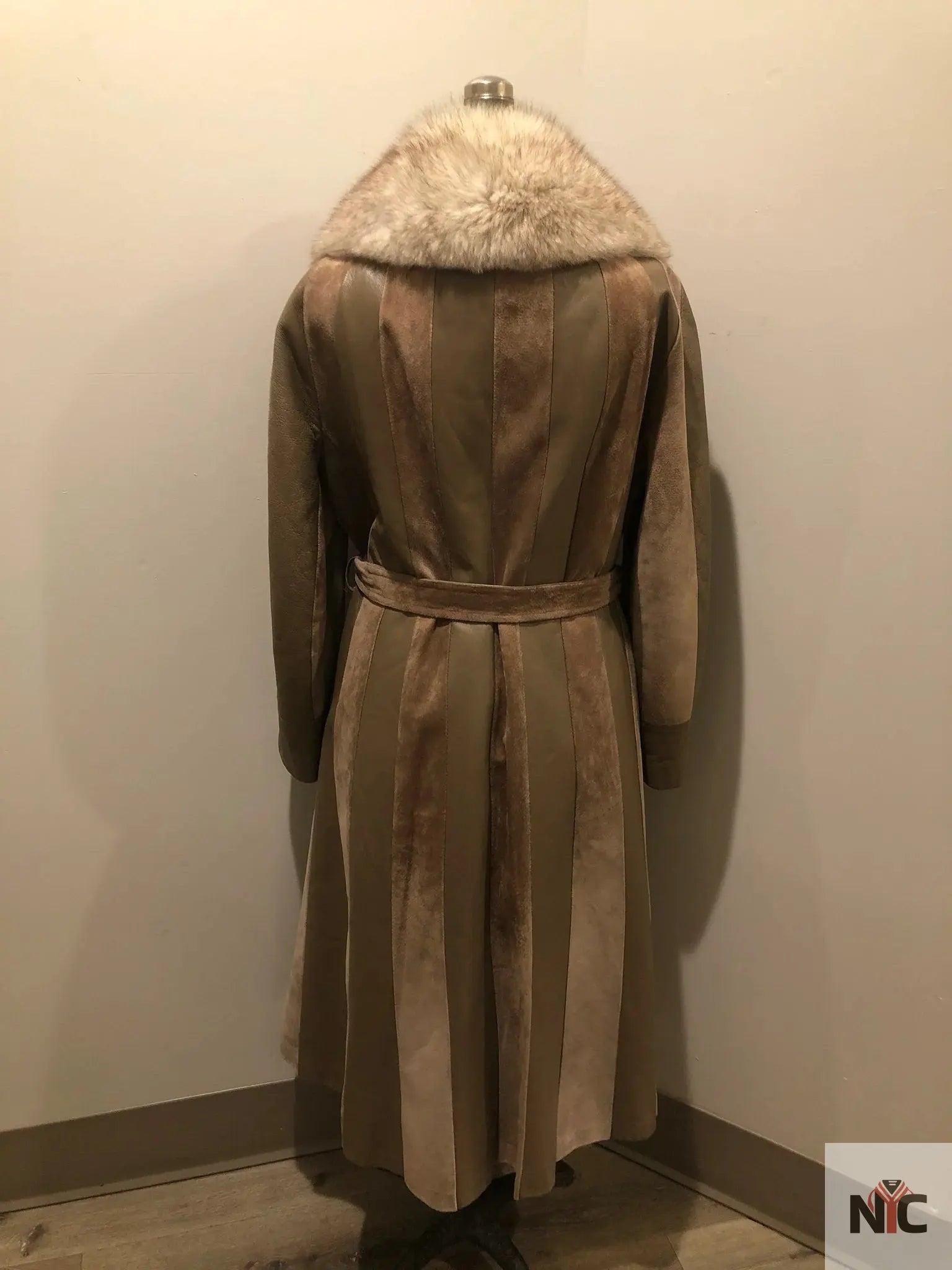 Vintage 70s Tannery Row Suede and Leather Belted Jacket with Fur Collar Clanton Jacket