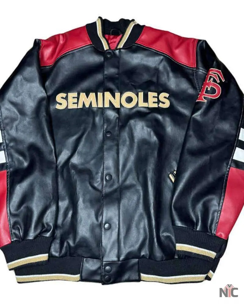 Vintage FSU Embroidered Leather Jacket Clanton Jacket