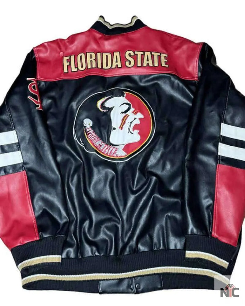 Vintage FSU Embroidered Leather Jacket Clanton Jacket