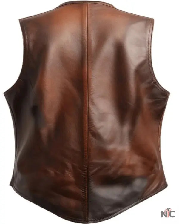 Vintage Men Brown Leather Vest Clanton Jacket