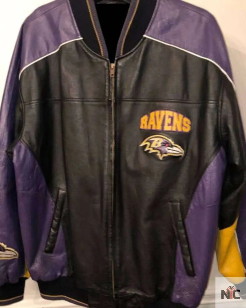 Vintage NFL Baltimore Ravens Leather Jacket Clanton Jacket
