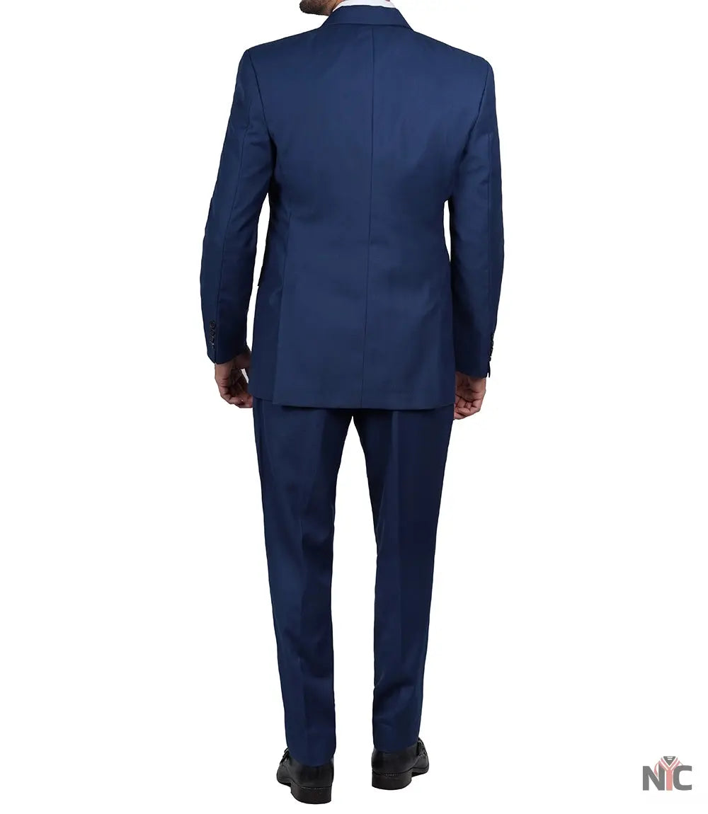 Vollmer Men's Blue Peak Lapel Three Piece Suit Clanton Jacket