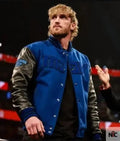 WWE Logan Paul Blue And Black Varsity Jacket Clanton Jacket