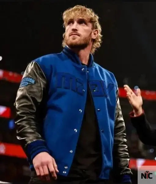 WWE Logan Paul Blue And Black Varsity Jacket Clanton Jacket
