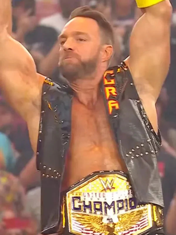 WWE WrestleMania Vegas LA Knight Leather Vest Clanton Jacket
