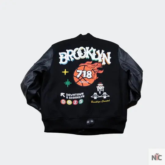 Wedding Cake Brooklyn Black Wool Varsity Jacket Clanton Jacket