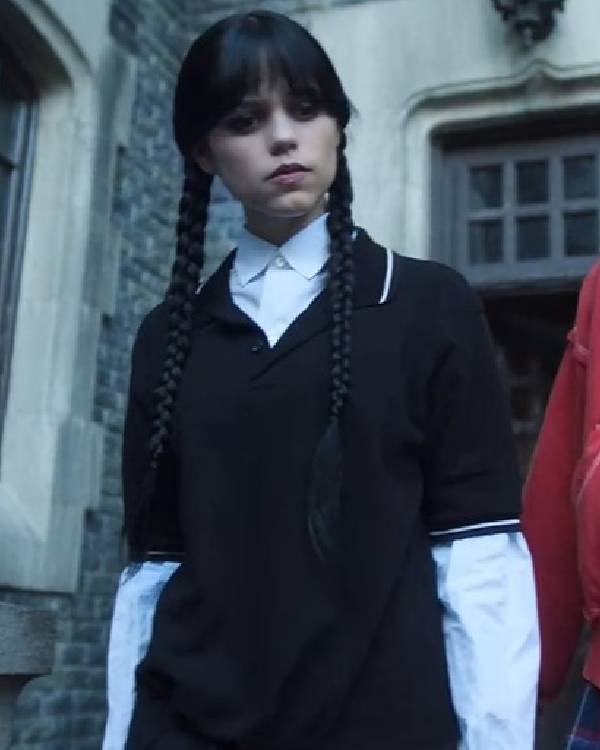 Wednesday Jenna Ortega Black Polo Shirt USA Jackets