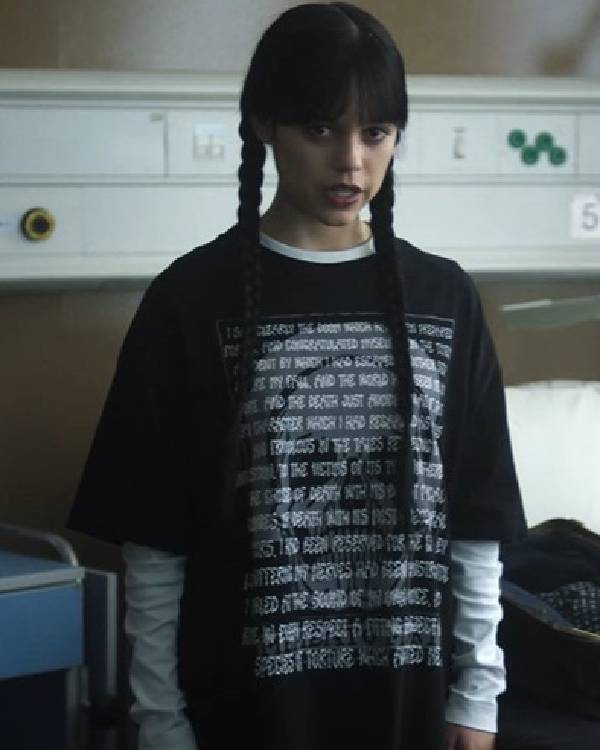 Wednesday Jenna Ortega Poe The Pit and the Pendulum Skull T-Shirt USA Jackets