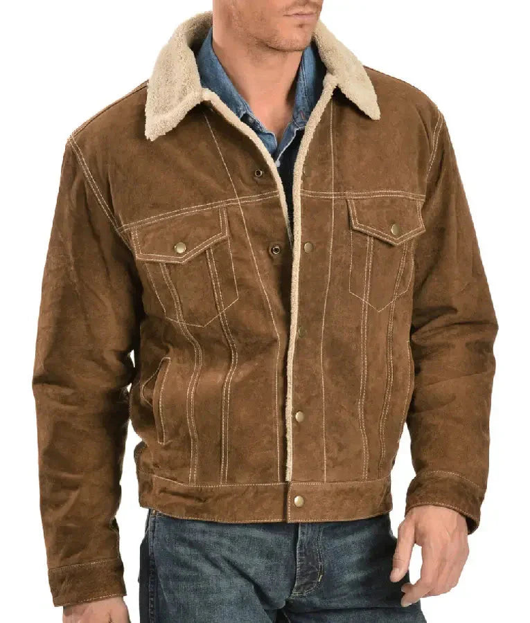 Welcome To Plathville S07 Ethan Plath Suede Sherpa Jacket USA Jackets