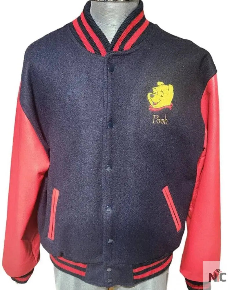 Winnie The Pooh Blue And Red Varsity Jacket Clanton Jacket