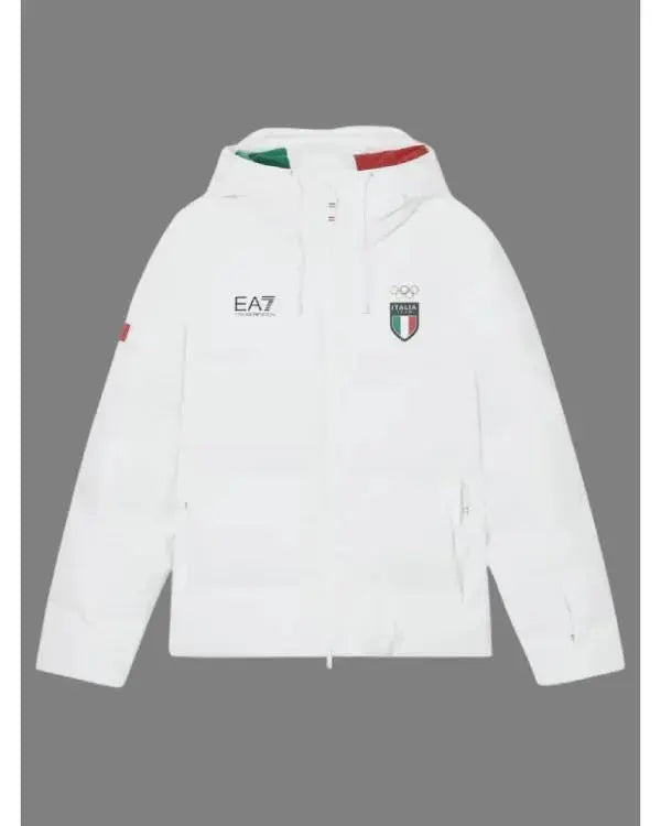 Winter Olympics 202 Team Italy EA7 White Puffer Jacket