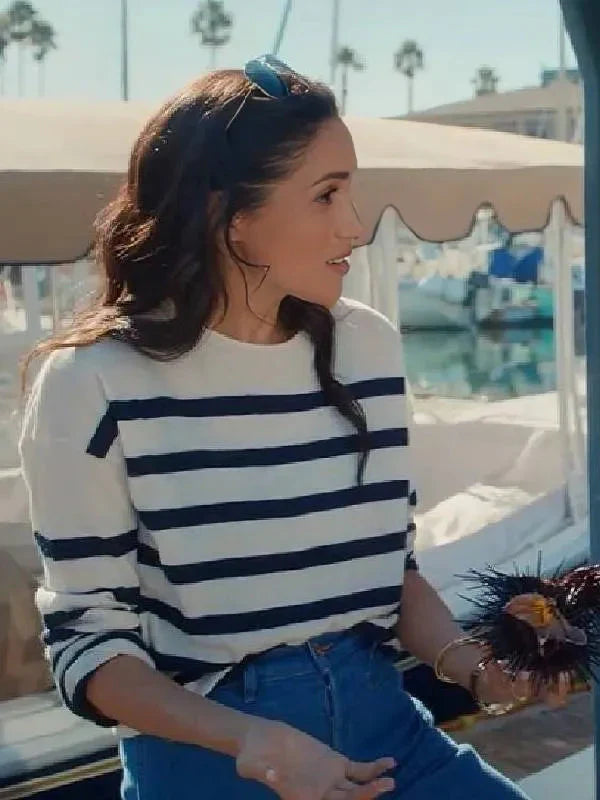 With Love Meghan S02 White Striped Top USA Jackets