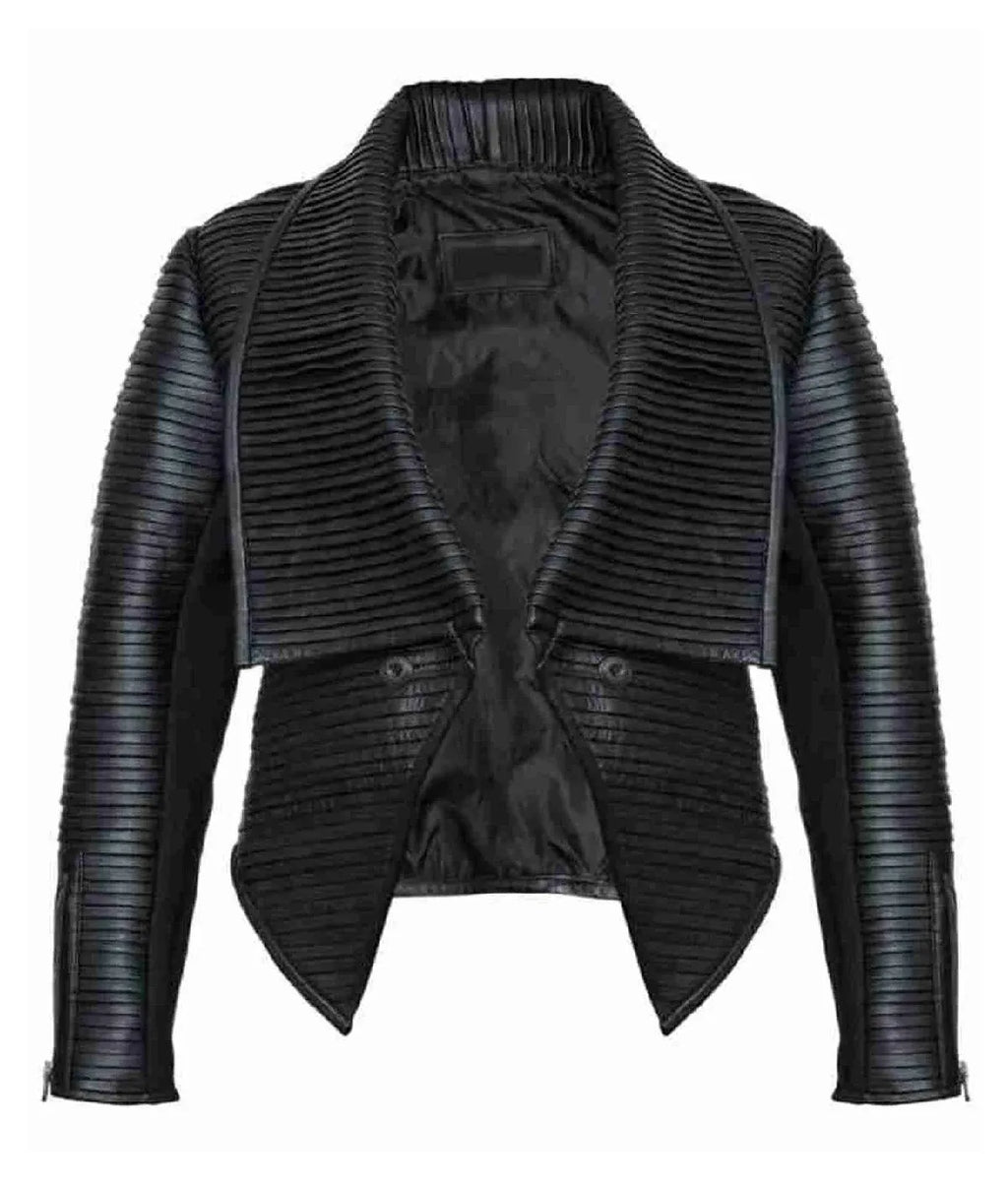 Women Asymmetrical Black Leather Jacket
