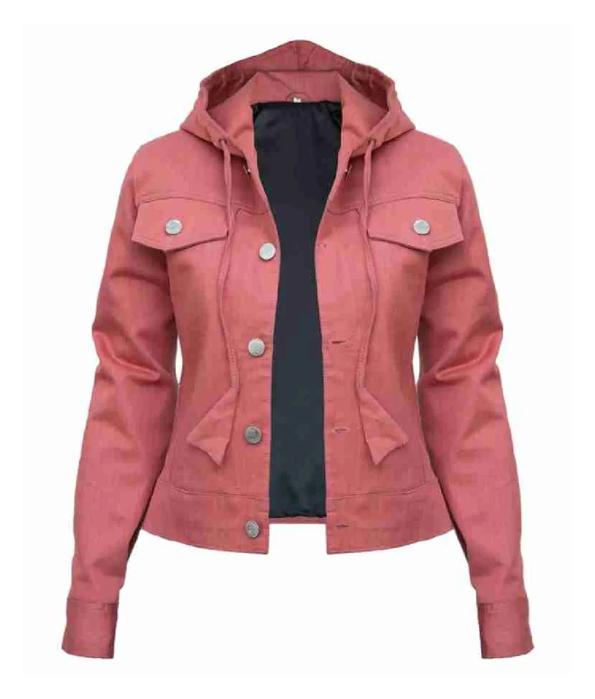 Women Pink Hooded Jacket