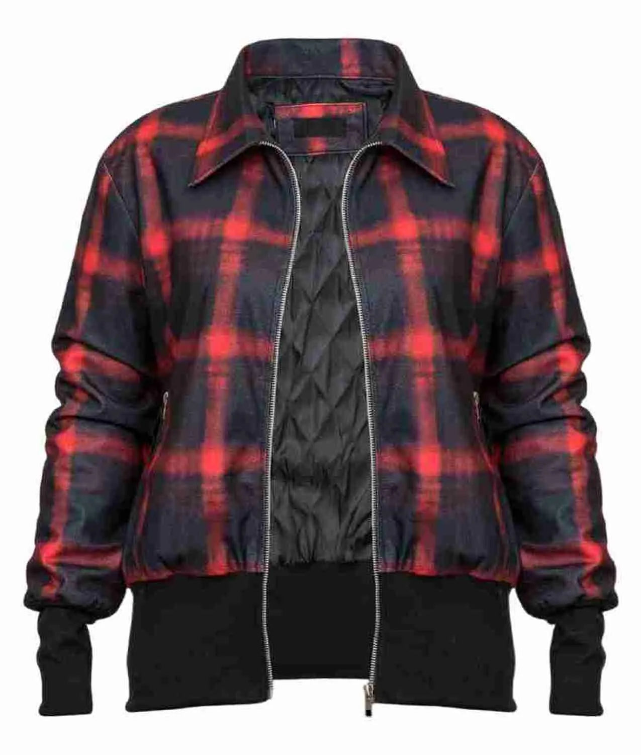 Women Plaid Zipper Jacket