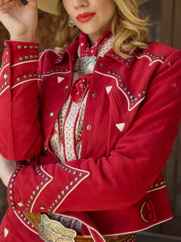 Women Rodeo Done & Dusted Leather Studded Jacket Clanton Jacket