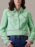 Women Rodeo Done & Dusted Leather Studded Jacket Clanton Jacket