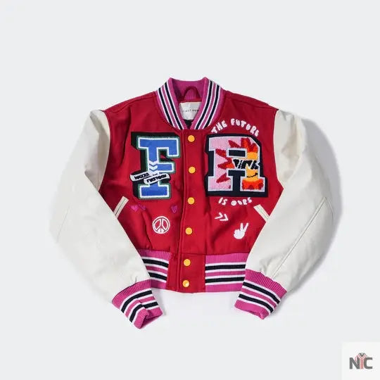 Women’s First Row The Future Is Ours League Red Varsity Jacket Clanton Jacket