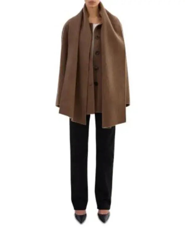 Women’s Brown Woolen Scarf Coat