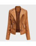 Women’s Tan Brown Blazer Style Leather Jacket