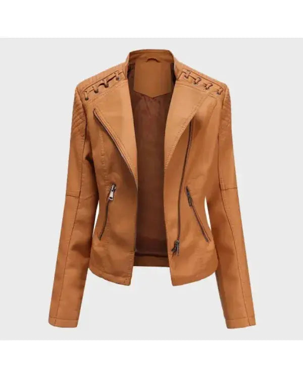Women’s Tan Brown Blazer Style Leather Jacket