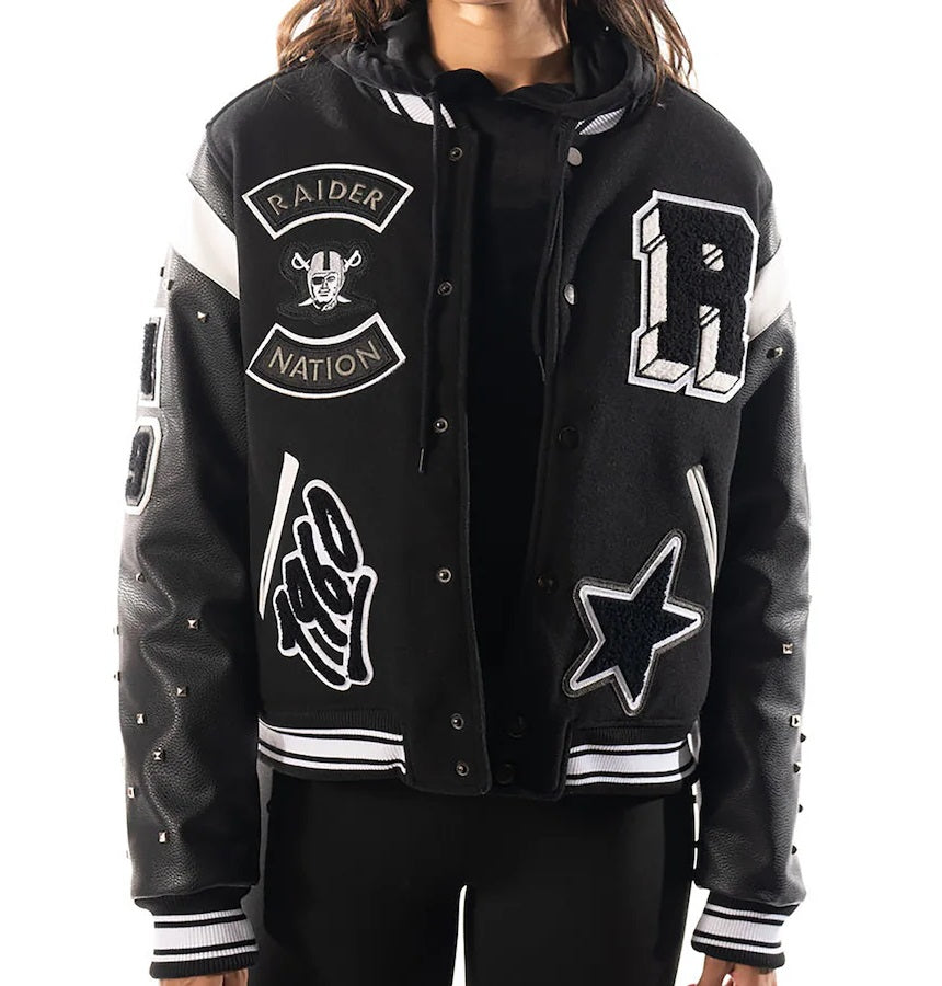 Womens Las Vegas Raiders x The Wild Collective Varsity Jacket