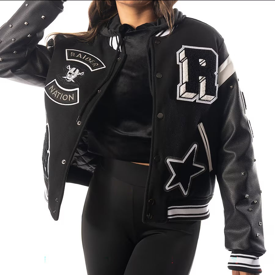 Womens Las Vegas Raiders x The Wild Collective Varsity Jacket