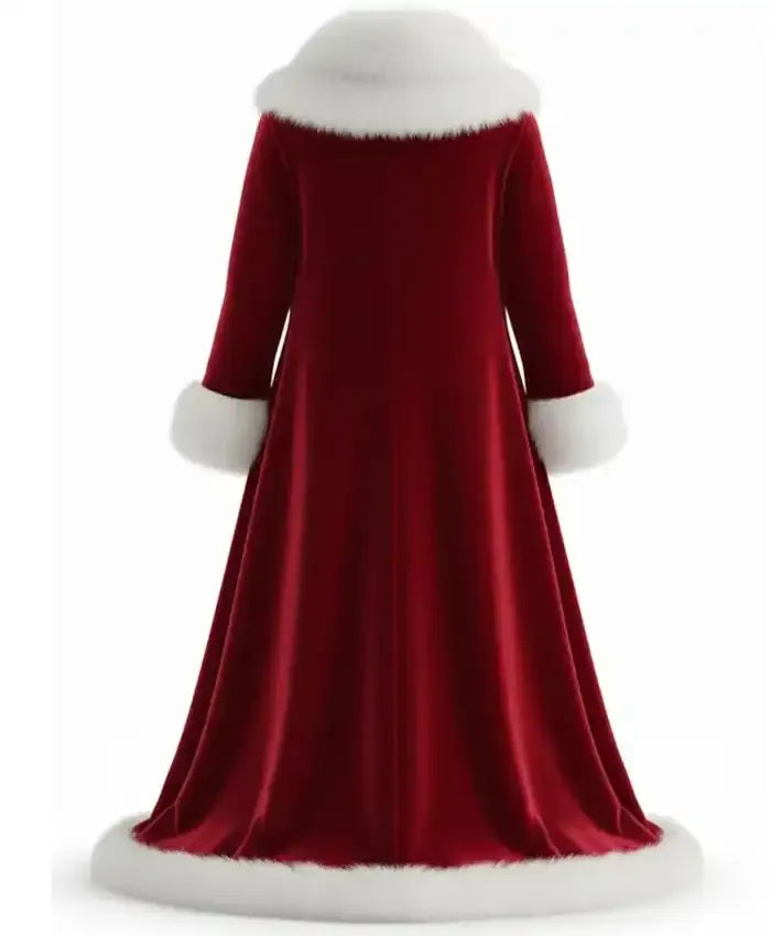 Womens Christmas Red Velvet Fur Cloak