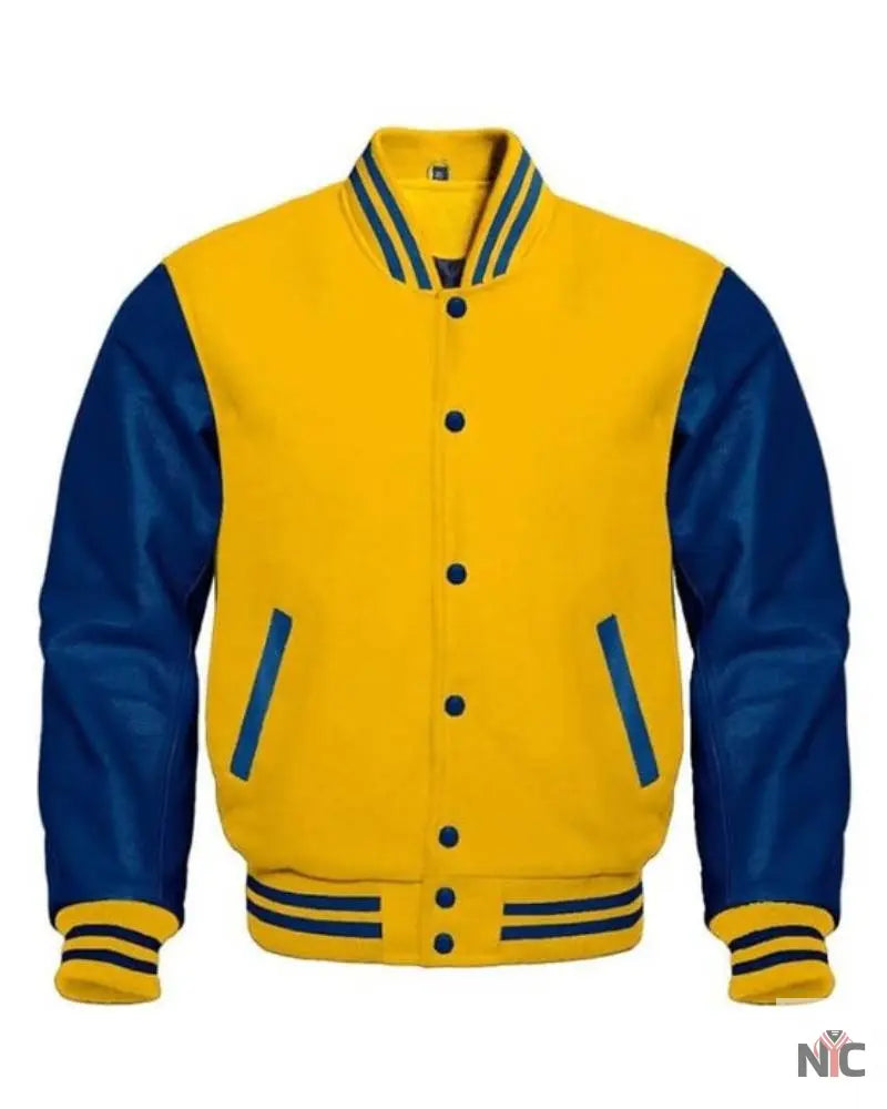 Yellow And Blue Varsity Jacket Clanton Jacket