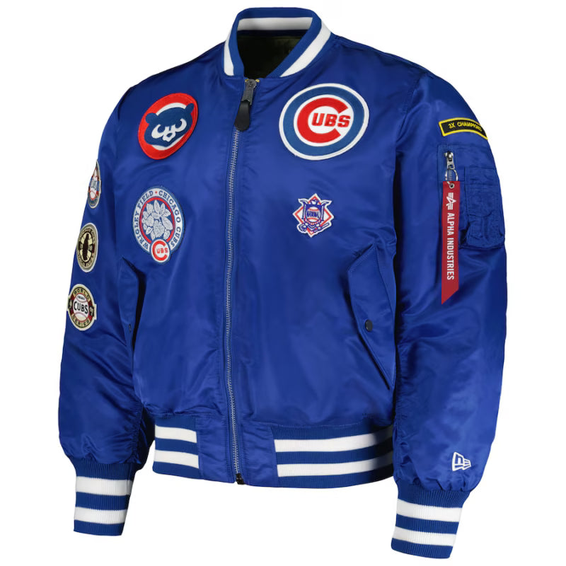 Men’s Chicago Cubs New Era x Alpha Industries Reversible Full-Zip Bomber Jacket Clanton Jacket