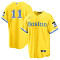 Men's Boston Red Sox Rafael Devers Nike Gold/Light Blue City Connect Replica Player Jersey Kansas Jacket