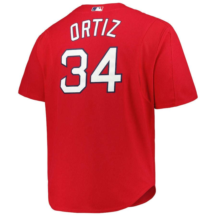 Men's Boston Red Sox David Ortiz Mitchell & Ness Red Big & Tall Cooperstown Collection Batting Practice Replica Jersey Kansas Jacket