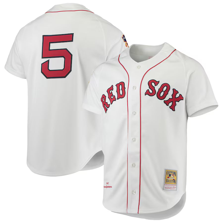 Men's Boston Red Sox Nomar Garciaparra Mitchell & Ness White 1997 Cooperstown Collection Authentic Jersey Kansas Jacket