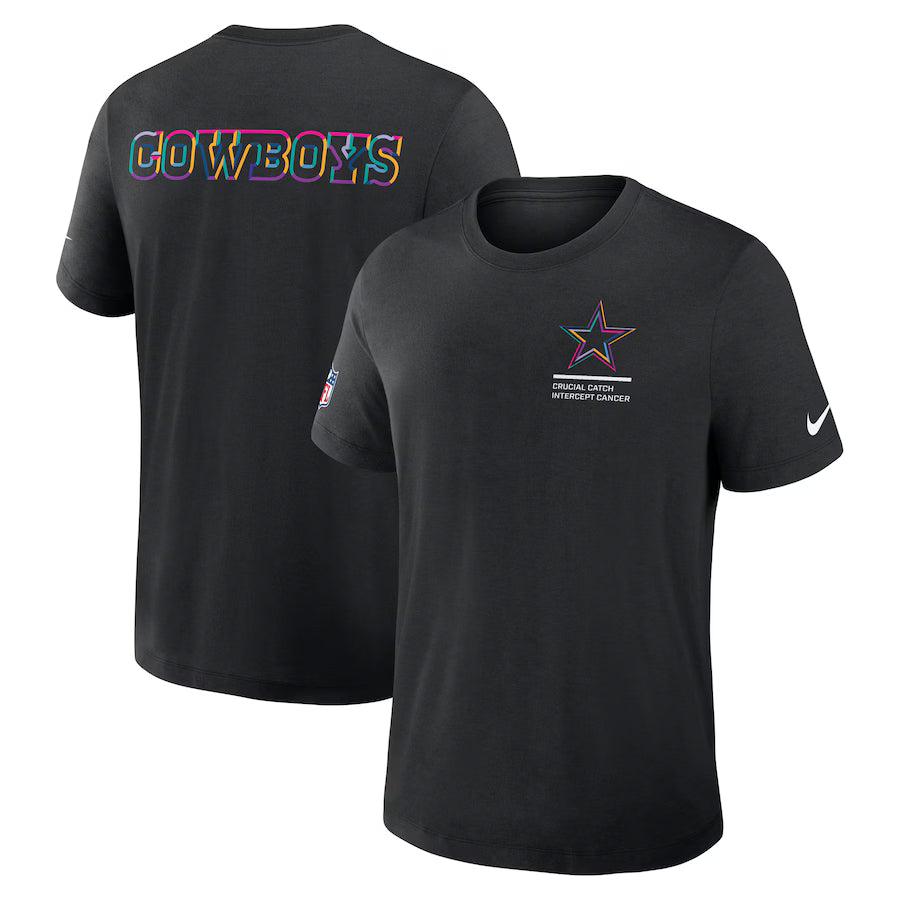 Dallas Cowboys Nike Black 2025 NFL Crucial Catch Tri-Blend Dri-FIT T-Shirt Trendy Layer