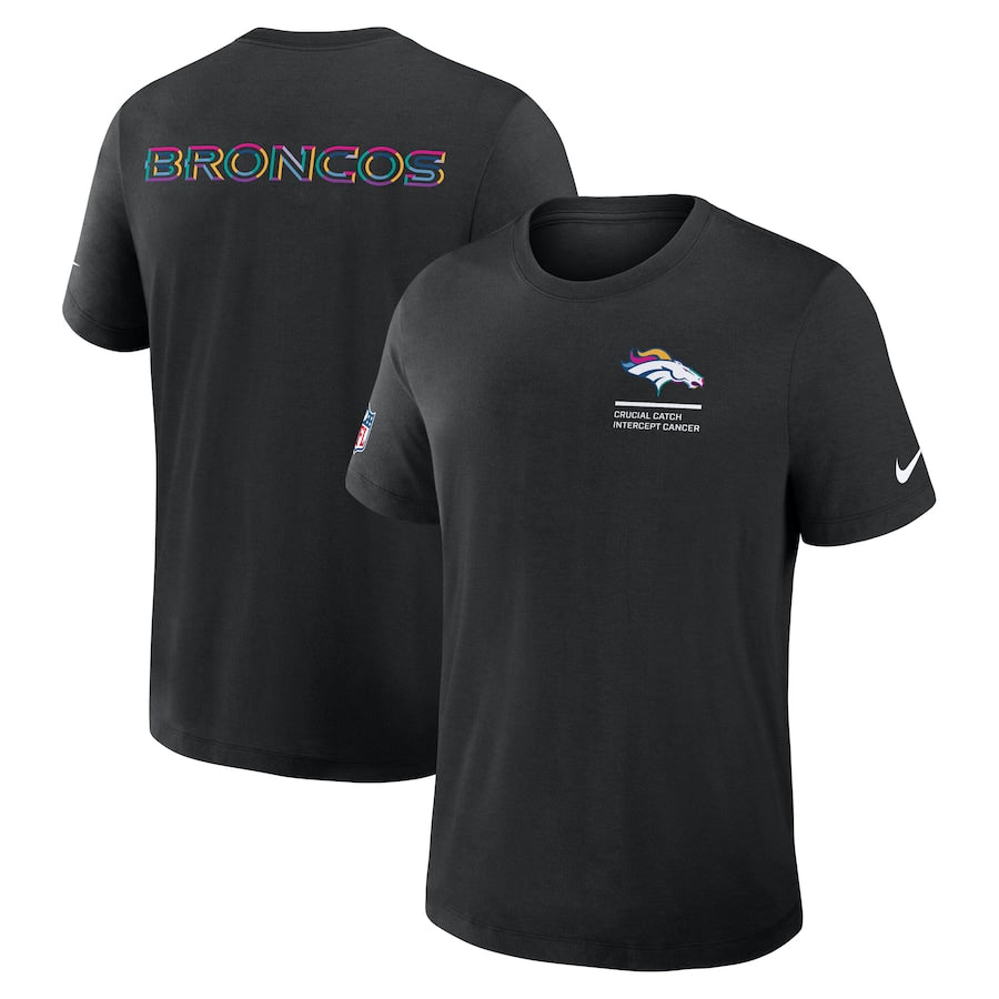 Denver Broncos Nike Black 2025 NFL Crucial Catch Tri-Blend Dri-FIT T-Shirt Trendy Layer