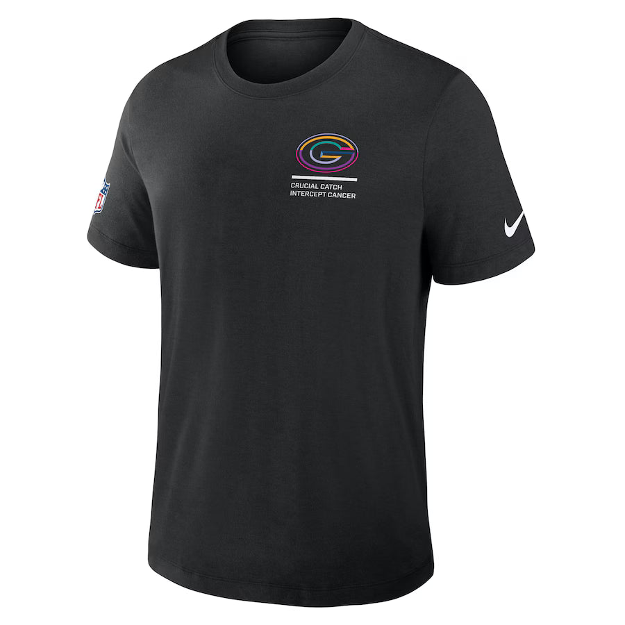 Green Bay Packers Nike Black 2025 NFL Crucial Catch Tri-Blend Dri-FIT T-Shirt Trendy Layer