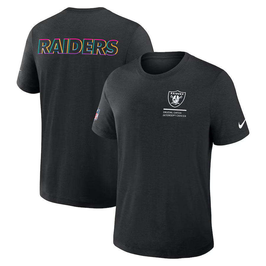 Las Vegas Raiders Nike Black 2025 NFL Crucial Catch Tri-Blend Dri-FIT T-Shirt Trendy Layer