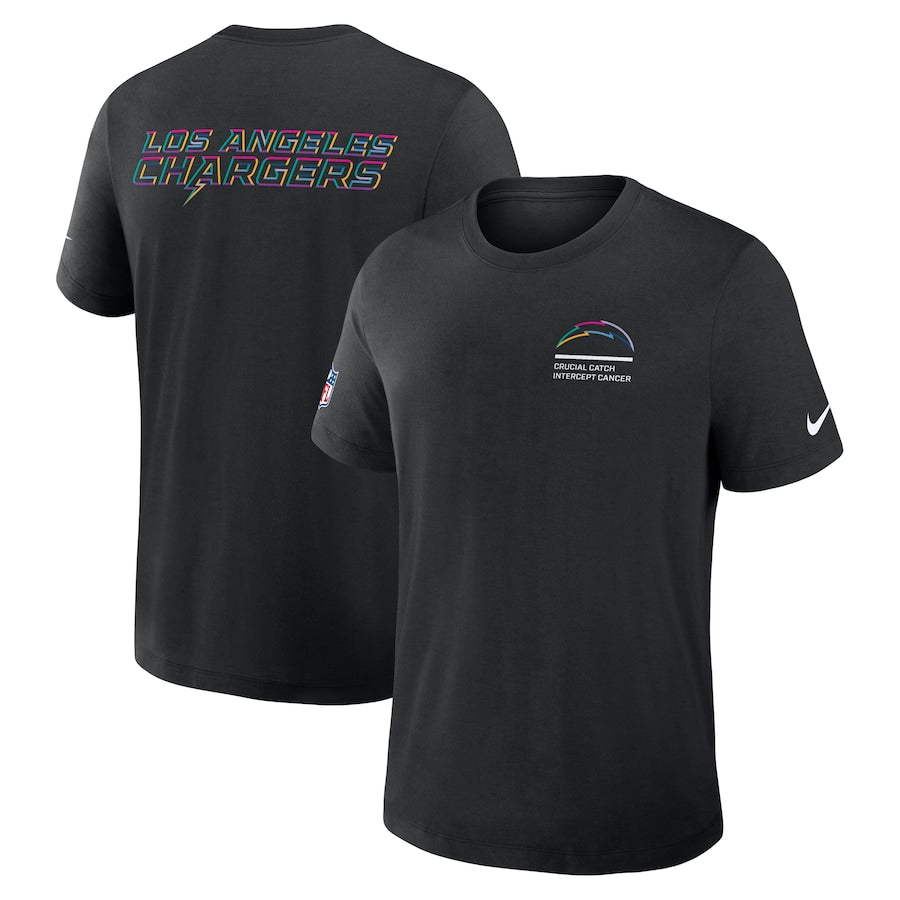 Los Angeles Chargers Nike Black 2025 NFL Crucial Catch Tri-Blend Dri-FIT T-Shirt Trendy Layer