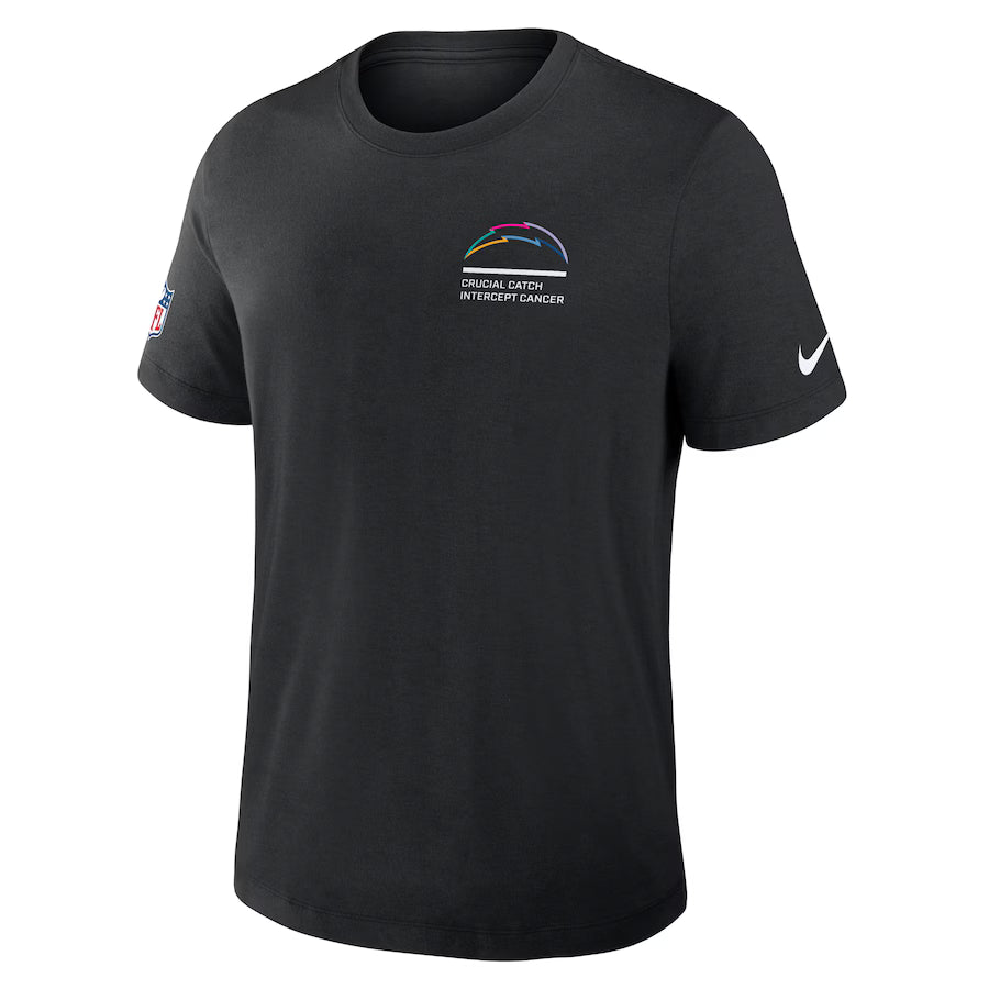 Los Angeles Chargers Nike Black 2025 NFL Crucial Catch Tri-Blend Dri-FIT T-Shirt Trendy Layer