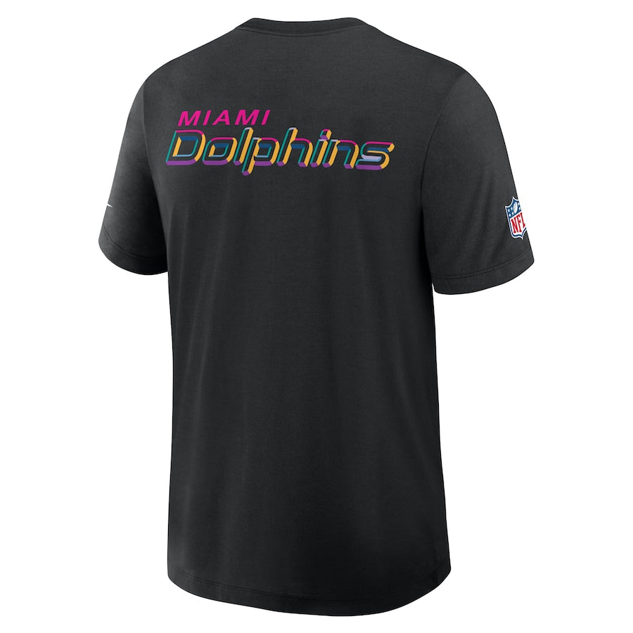 Miami Dolphins Nike Black 2025 NFL Crucial Catch Tri-Blend Dri-FIT T-Shirt Trendy Layer